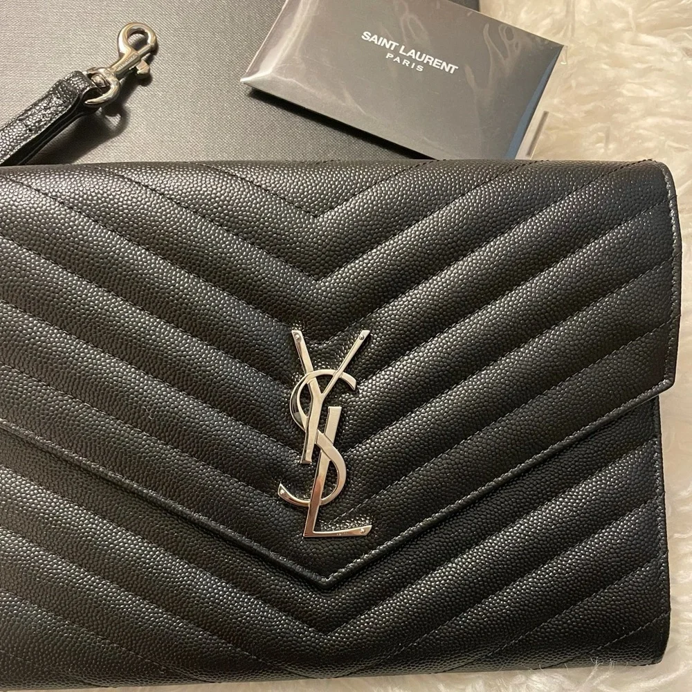 YSL Cassandre Grain Flap Wristlet - Picture 3 of 13